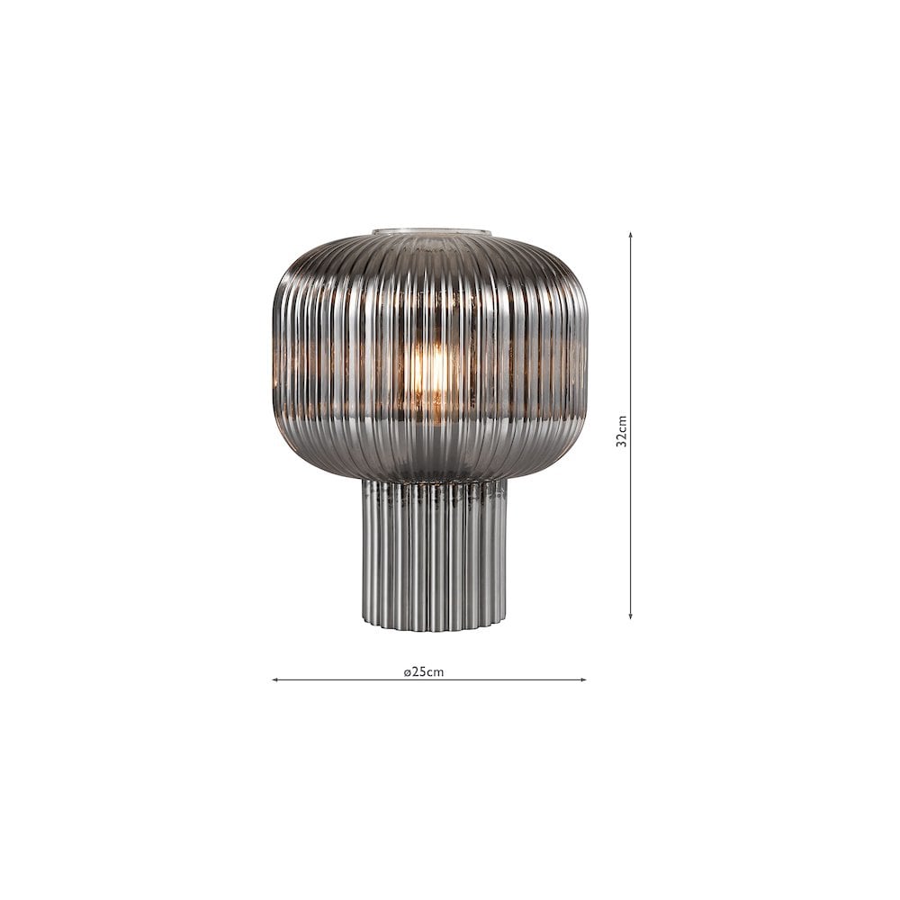 DEM4210 Demarius Table Lamp Smoked Ribbed Glass