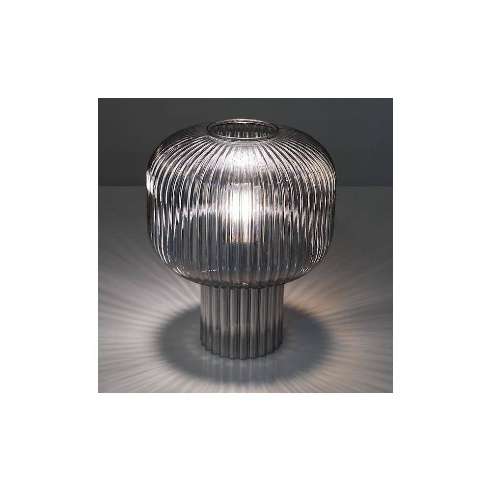 DEM4210 Demarius Table Lamp Smoked Ribbed Glass