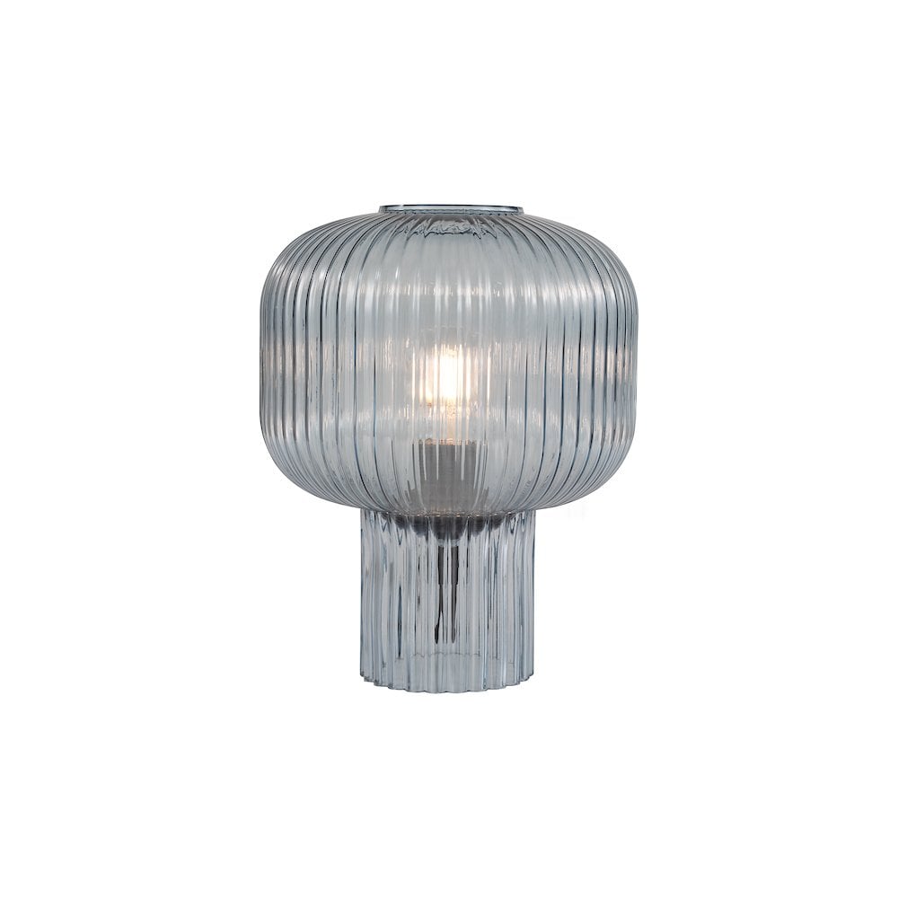 DEM4223 Demarius Table Lamp Blue Ribbed Glass