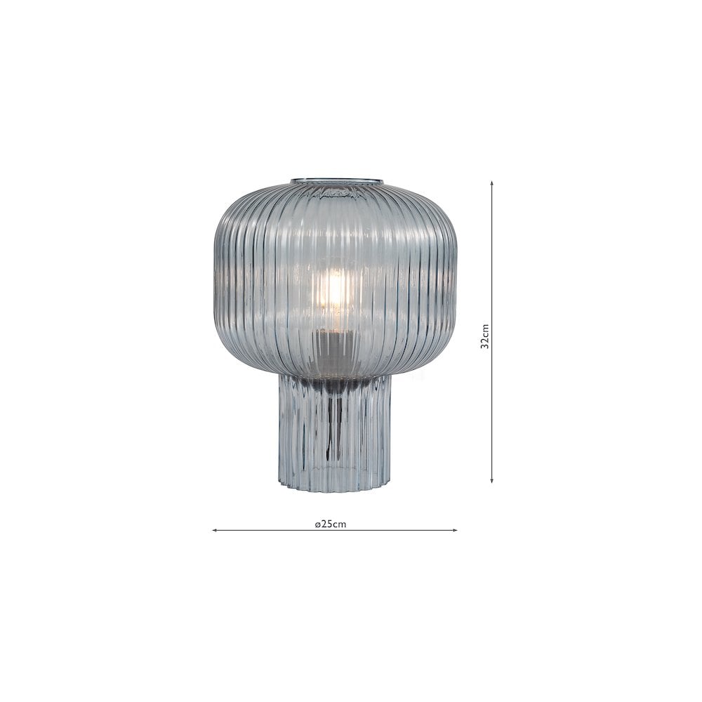 DEM4223 Demarius Table Lamp Blue Ribbed Glass