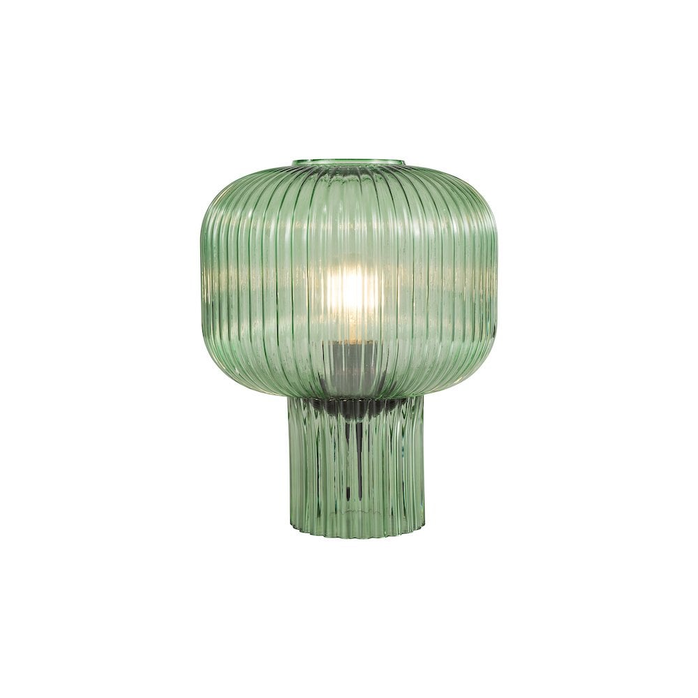 DEM4224 Demarius Table Lamp Green Ribbed Glass