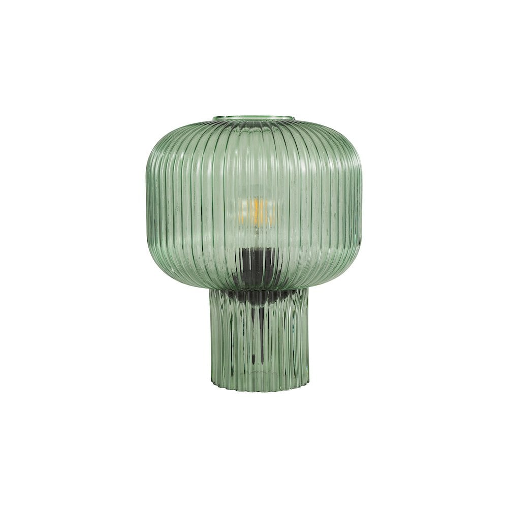 DEM4224 Demarius Table Lamp Green Ribbed Glass
