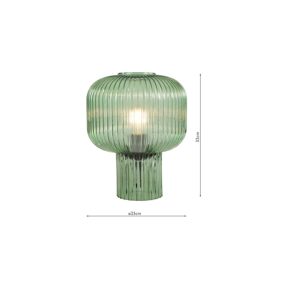 DEM4224 Demarius Table Lamp Green Ribbed Glass