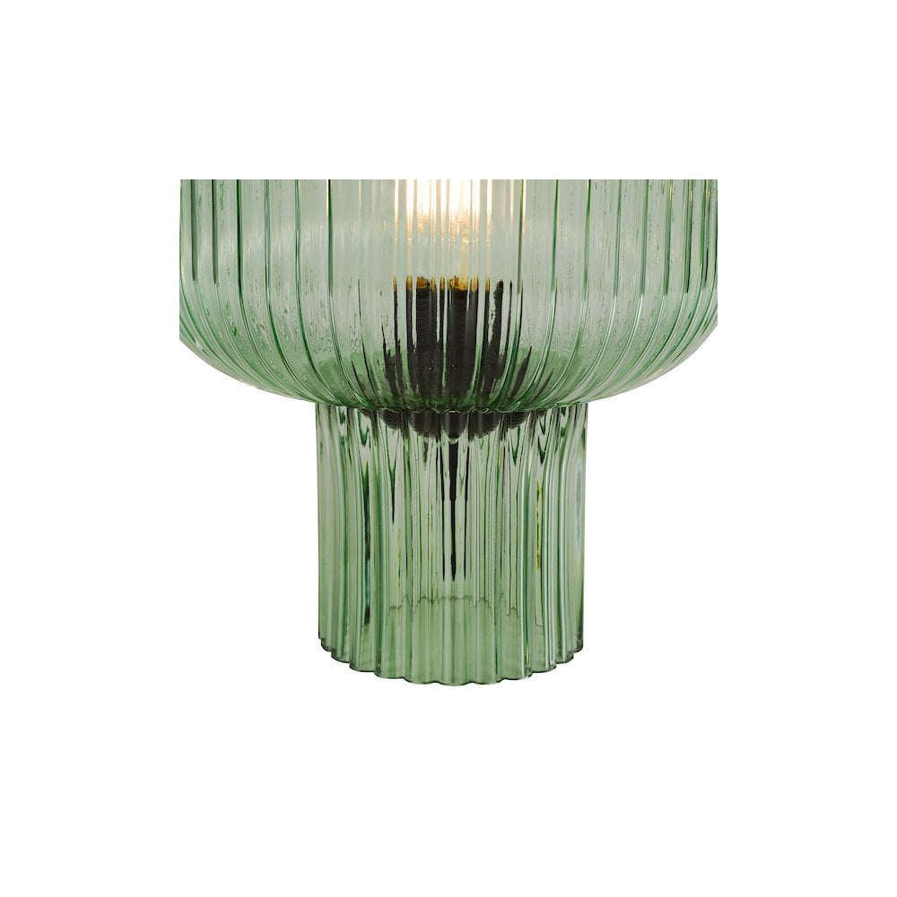 DEM4224 Demarius Table Lamp Green Ribbed Glass