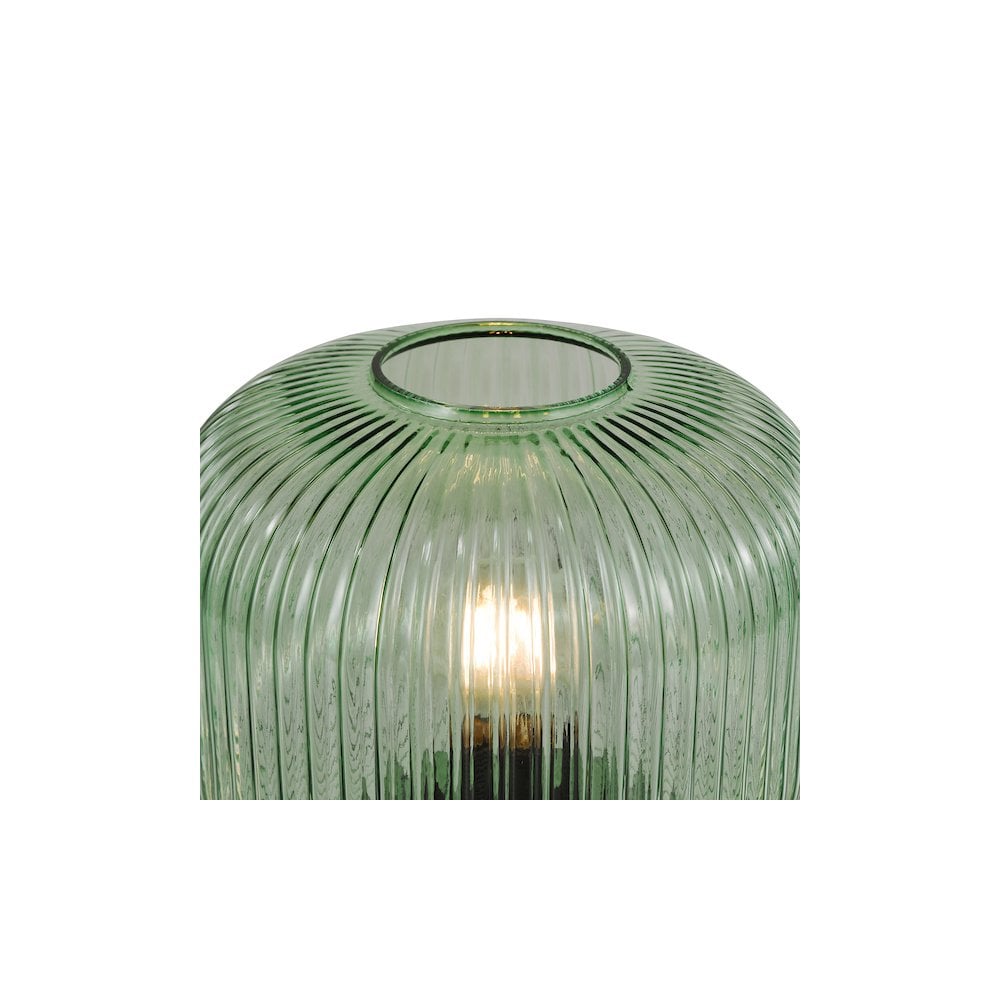 DEM4224 Demarius Table Lamp Green Ribbed Glass
