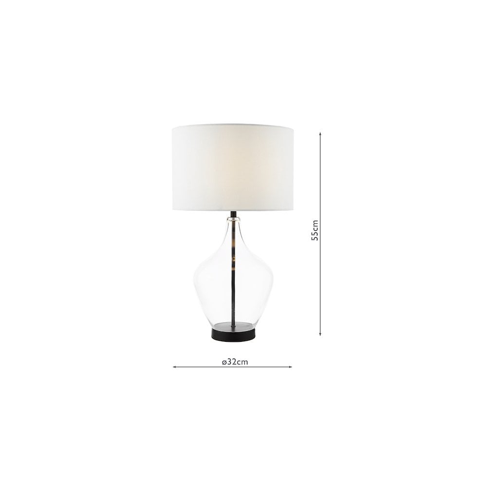 DRA4222 Drago Table Lamp Glass and Matt Black With Shade
