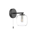 EDA0722 Edaline Bathroom Wall Light Matt Black and Glass IP44