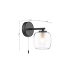 EDA0722 Edaline Bathroom Wall Light Matt Black and Glass IP44