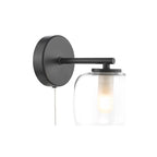 EDA0722 Edaline Bathroom Wall Light Matt Black and Glass IP44