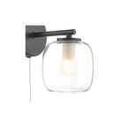 EDA0722 Edaline Bathroom Wall Light Matt Black and Glass IP44