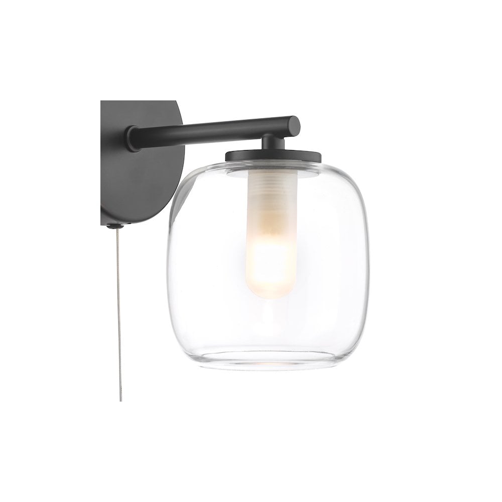EDA0722 Edaline Bathroom Wall Light Matt Black and Glass IP44