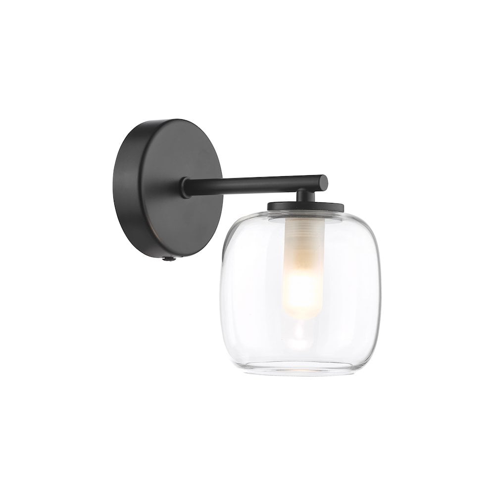 EDA0722 Edaline Bathroom Wall Light Matt Black and Glass IP44