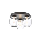 EDA5322 Edaline Bathroom 3 Light Semi-Flush Matt Black and Glass IP44