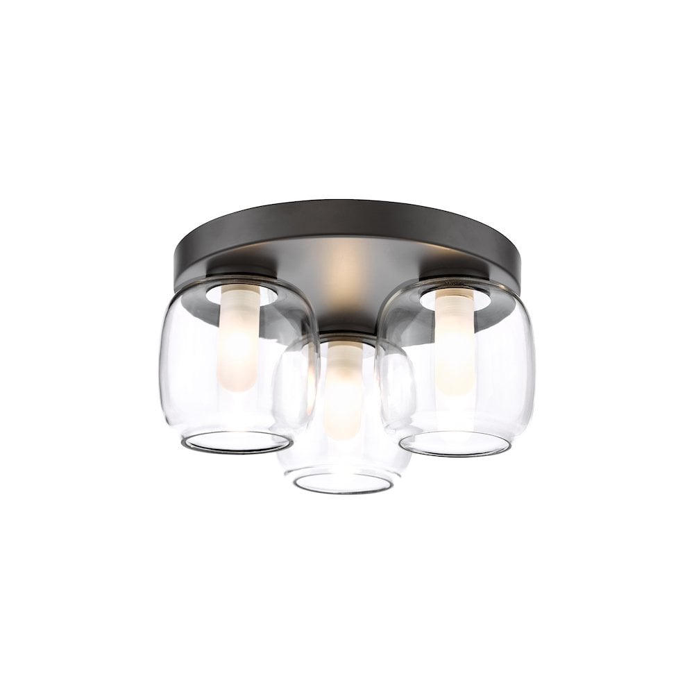 EDA5322 Edaline Bathroom 3 Light Semi-Flush Matt Black and Glass IP44