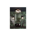 EDA5322 Edaline Bathroom 3 Light Semi-Flush Matt Black and Glass IP44