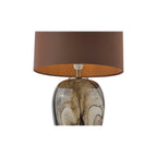 EGA4229 Egas Table Lamp Brown Marble Effect Glass and Antique Brass With Shade
