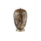 EGA4229 Egas Table Lamp Brown Marble Effect Glass and Antique Brass With Shade
