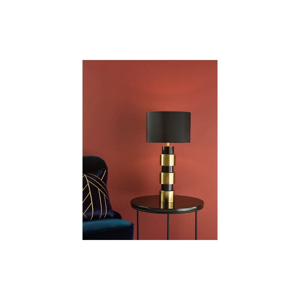ELW4254 Elwyn Table Lamp Satin Gold and Satin Black With Shade