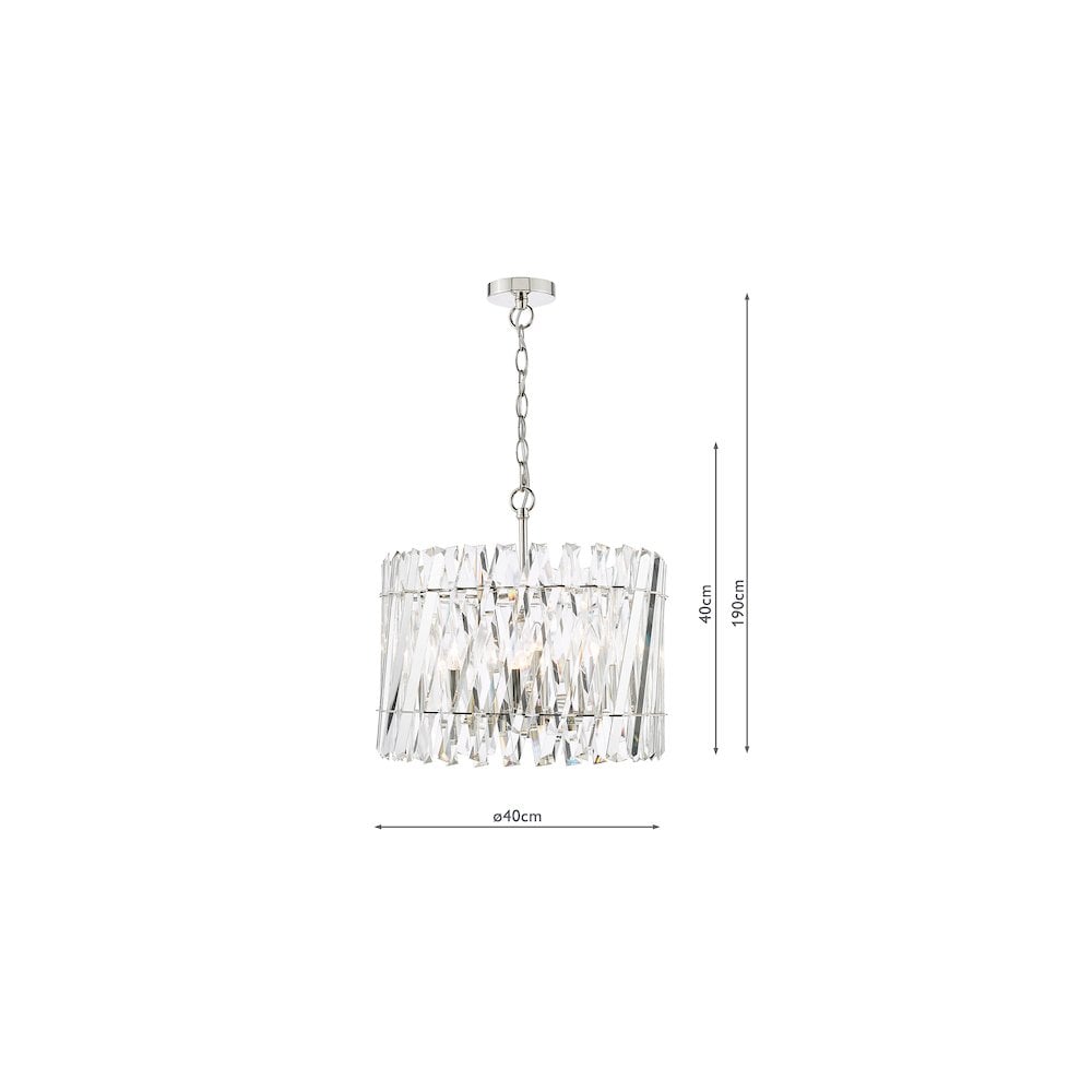 ENT0638 Entwine 6 Light Pendant Polished Nickel and Crystal