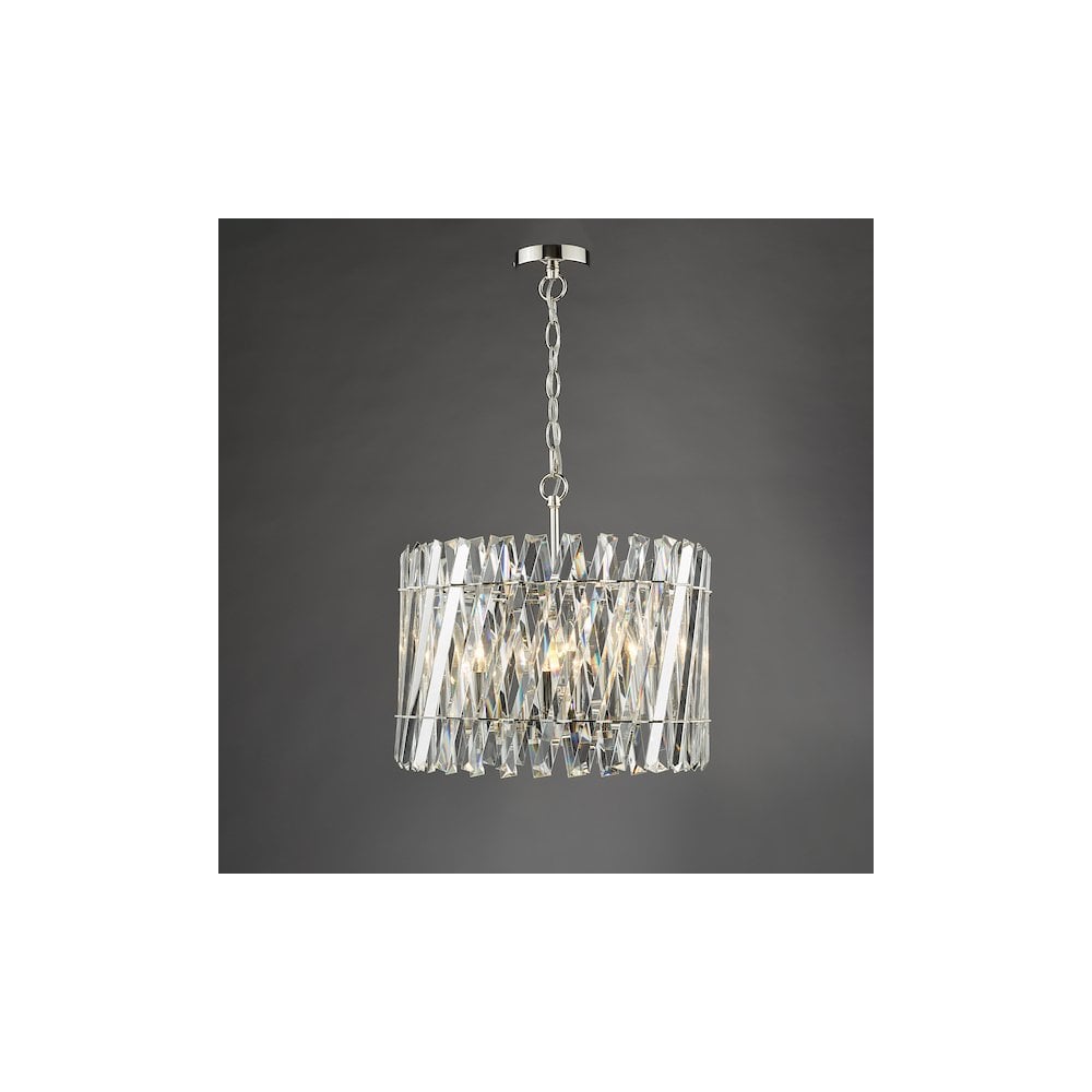 ENT0638 Entwine 6 Light Pendant Polished Nickel and Crystal