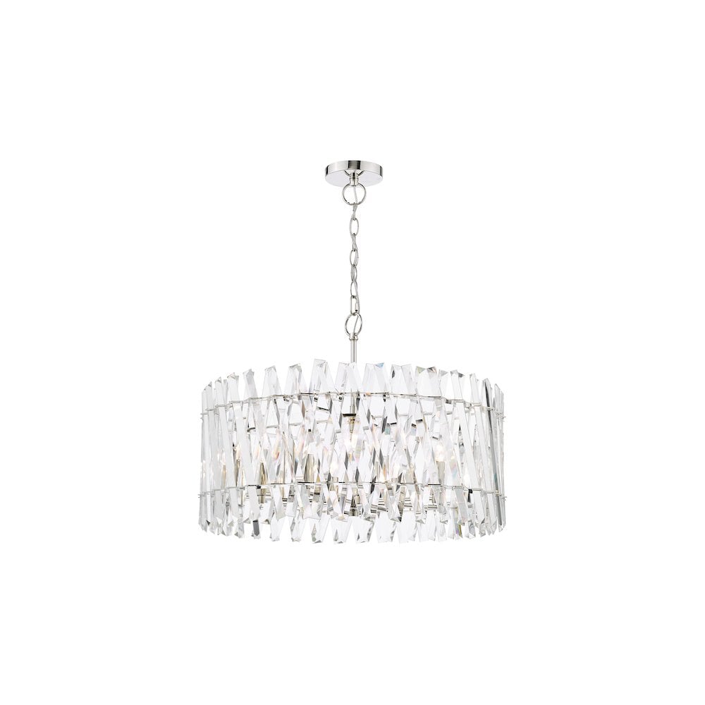 ENT0838 Entwine 8 Light Pendant Polished Nickel and Crystal