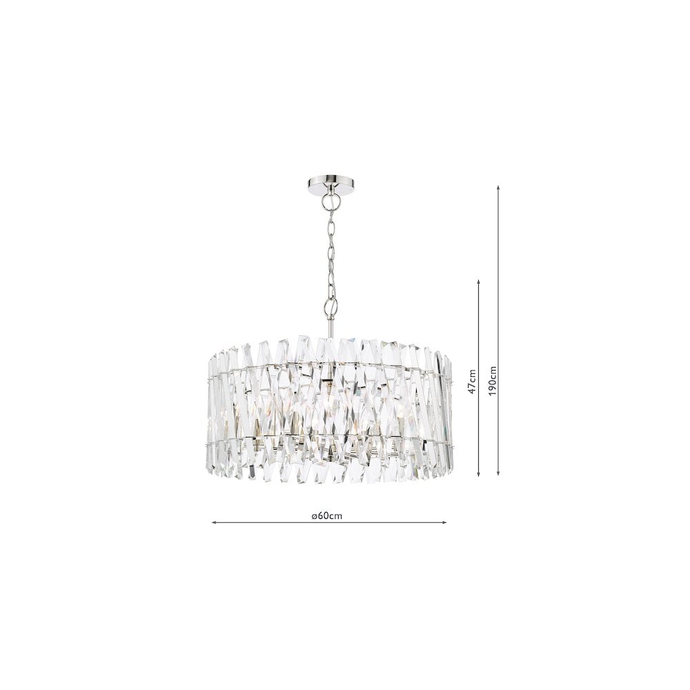 ENT0838 Entwine 8 Light Pendant Polished Nickel and Crystal