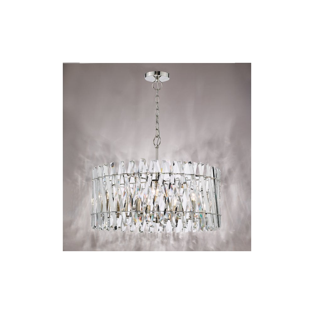 ENT0838 Entwine 8 Light Pendant Polished Nickel and Crystal