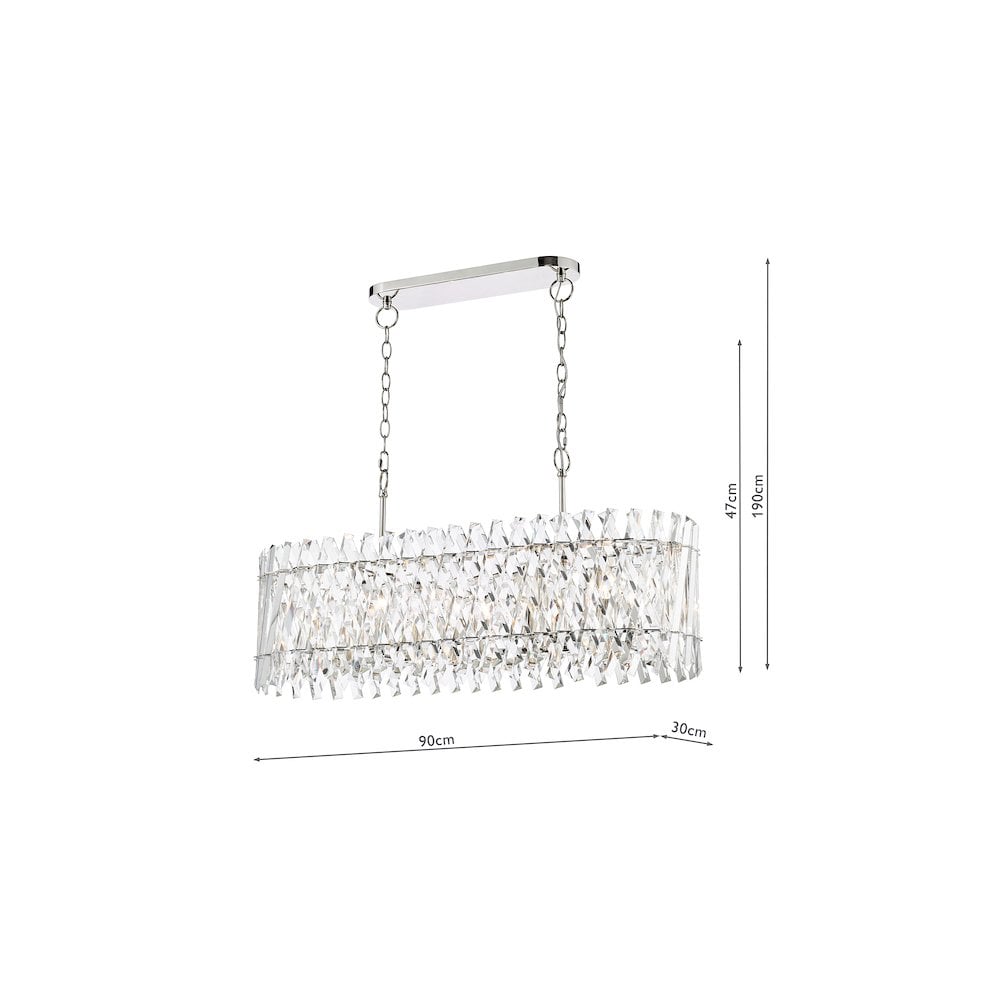 ENT2338 Entwine 10 Light Bar Pendant Polished Nickel and Crystal