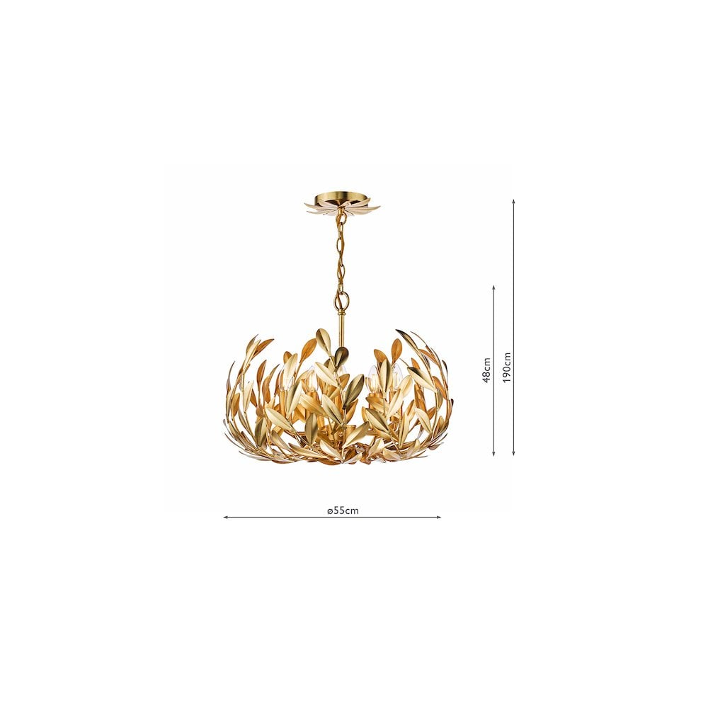 ERC0535 Ercilia 5 Light Pendant Gold Leaf