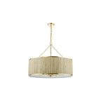 FEN0835 Fenella 8 Light Pendant Gold Leaf and Seagrass Shade