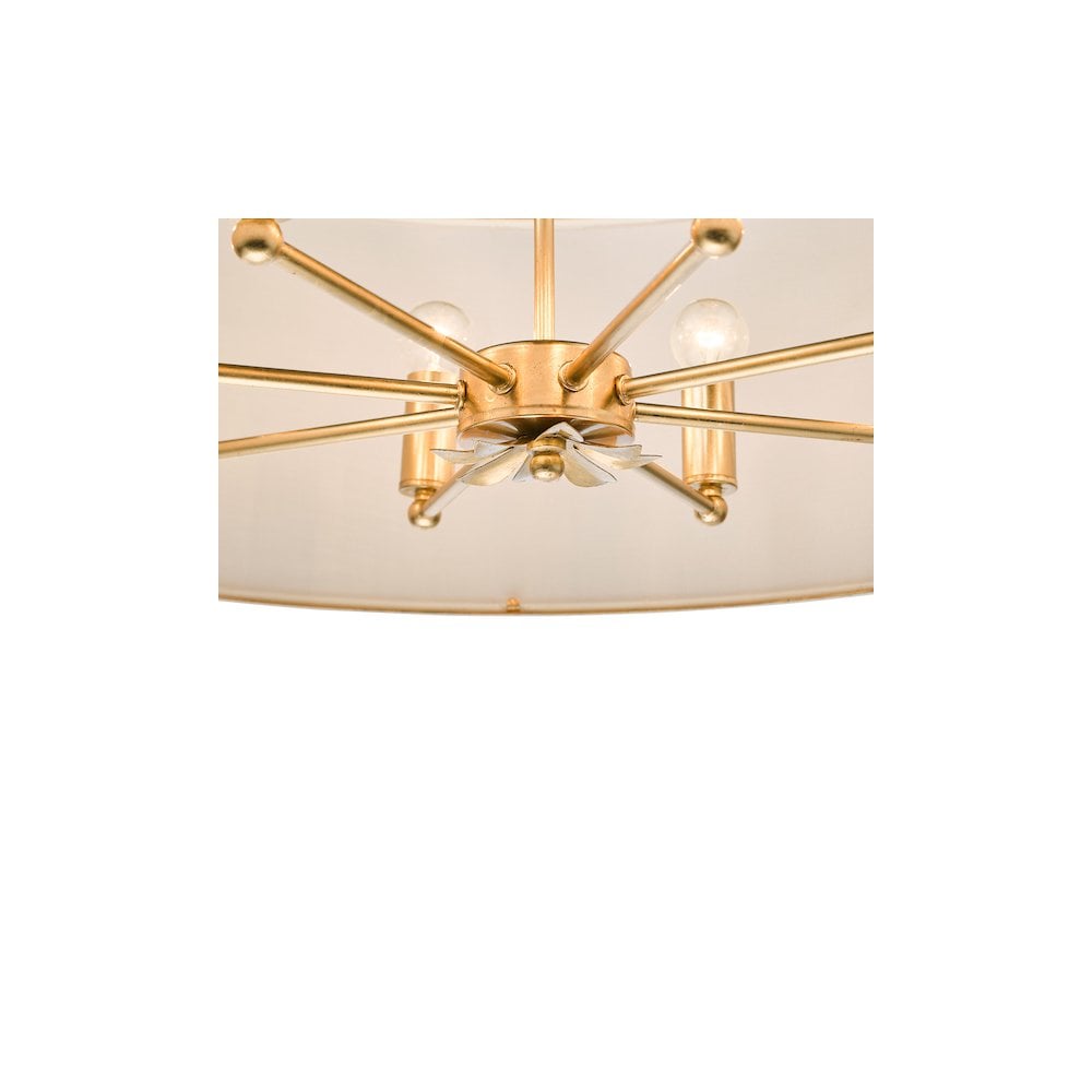 FEN0835 Fenella 8 Light Pendant Gold Leaf and Seagrass Shade