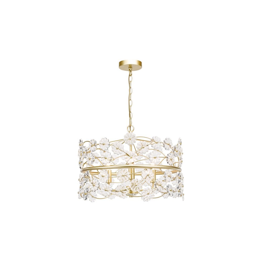 FON0335 Fonda 3 Light Pendant Satin Gold and Glass