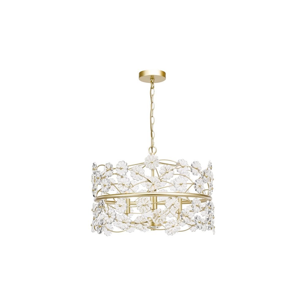 FON0335 Fonda 3 Light Pendant Satin Gold and Glass