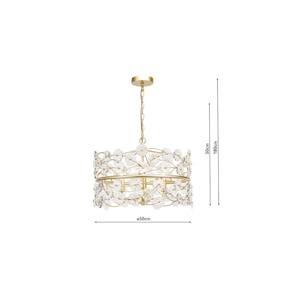 FON0335 Fonda 3 Light Pendant Satin Gold and Glass