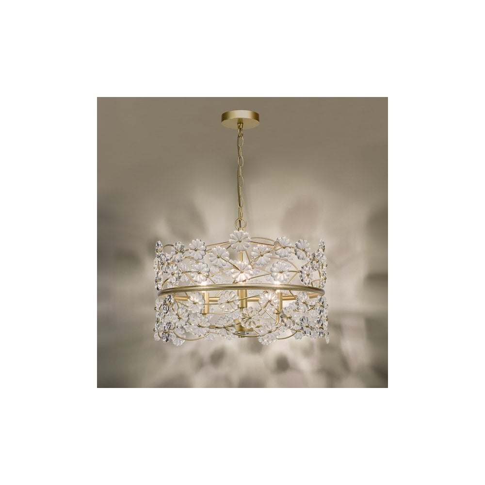 FON0335 Fonda 3 Light Pendant Satin Gold and Glass
