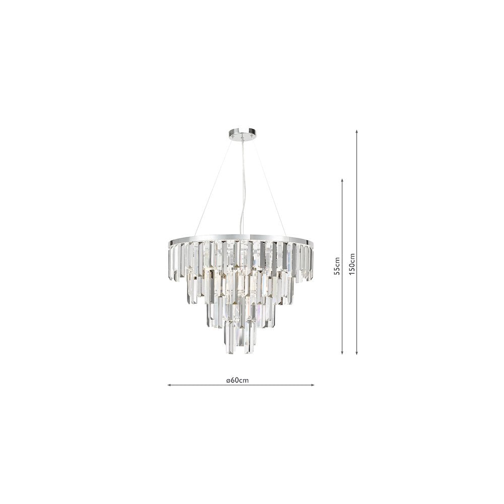 FUE0550 Fuentes 5 Light Pendant Polished Chrome and Crystal