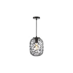 GET0122 Gethin Pendant Matt Black Glass and Black Confetti Glass (S)