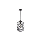 GET0122 Gethin Pendant Matt Black Glass and Black Confetti Glass (S)