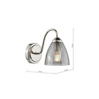 GLY0738 Glynis Wall Light Polished Nickel and Smoked Ribbed Glass (S)