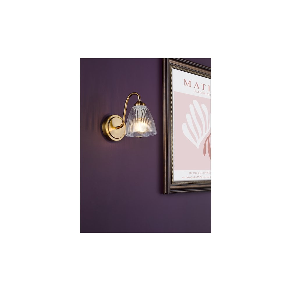 GLY0763 Glynis Wall Light Antique Bronze and Ribbed Glass (S)