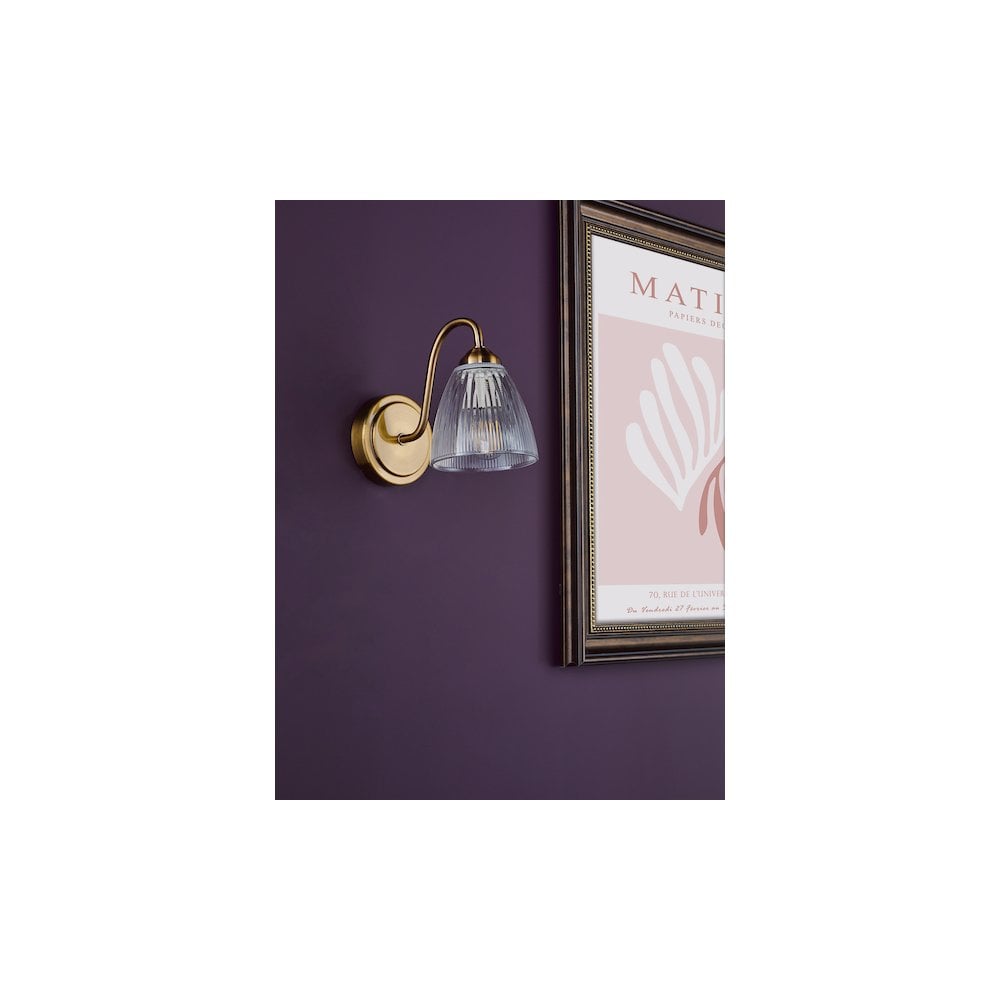 GLY0763 Glynis Wall Light Antique Bronze and Ribbed Glass