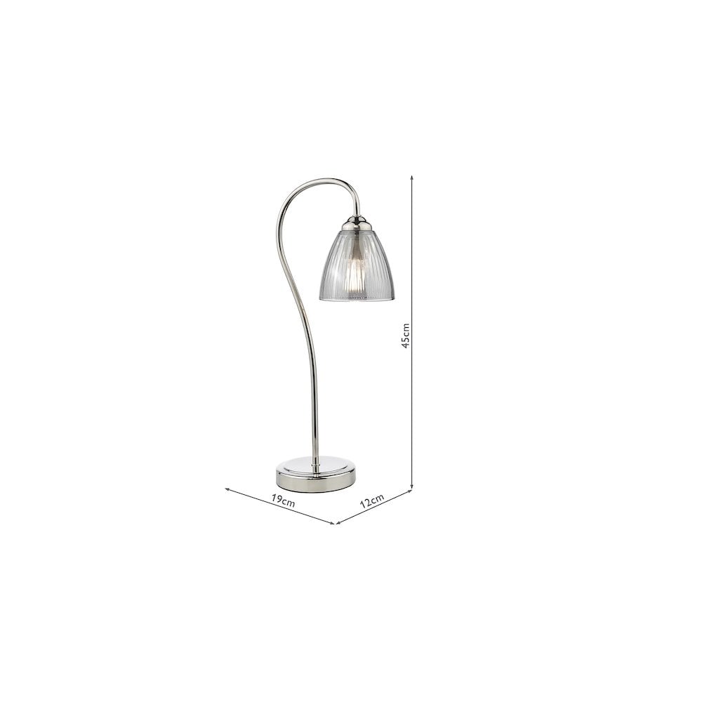 GLY4238 Glynis Table Lamp Polished Nickel and Smoked Ribbed Glass
