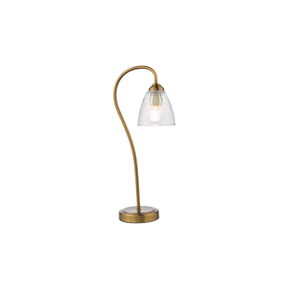 GLY4263 Glynis Table Lamp Antique Bronze and Ribbed Glass