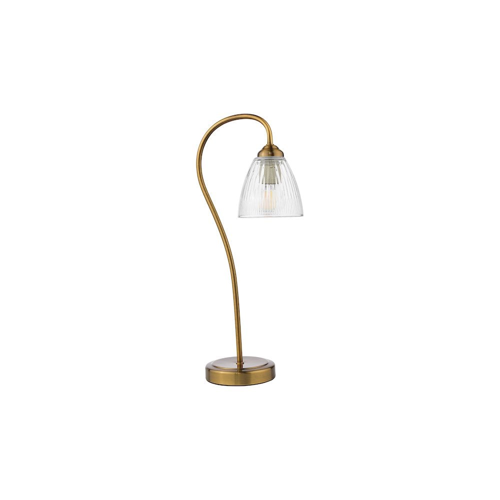 GLY4263 Glynis Table Lamp Antique Bronze and Ribbed Glass