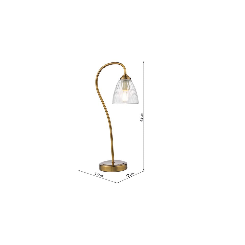 GLY4263 Glynis Table Lamp Antique Bronze and Ribbed Glass