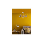 GLY5338 Glynis 3 Light Semi-Flush Polished Nickel and Smoked Ribbed Glass