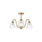 GLY5363 Glynis 3 Light Semi-Flush Antique Bronze and Ribbed Glass