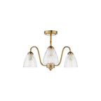 GLY5363 Glynis 3 Light Semi-Flush Antique Bronze and Ribbed Glass