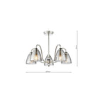 GLY5438 Glynis 5 Light Semi-Flush Polished Nickel and Smoked Ribbed Glass