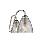 GLY5438 Glynis 5 Light Semi-Flush Polished Nickel and Smoked Ribbed Glass